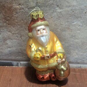 Vintage Blown Glass Saint Nicholas Santa Claus Holiday Ornament